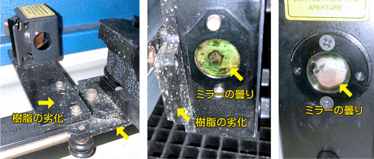 レーザーカッターで塩化ビニル（塩ビ）を加工してはいけない理由：レーザー加工機の部品を劣化させ、機械の寿命を著しく低下させてしまいます。