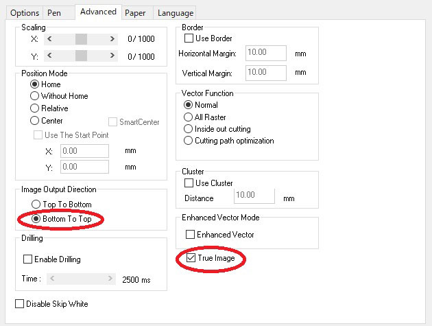 GCC LaserProシリーズのレーザードライバで「True Image」を選択します。