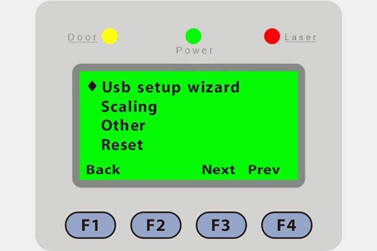 パソコンとつなぐレーザーカッター（レーザー加工機）にbit数を設定するため「Usb setup wizard」を選択します。