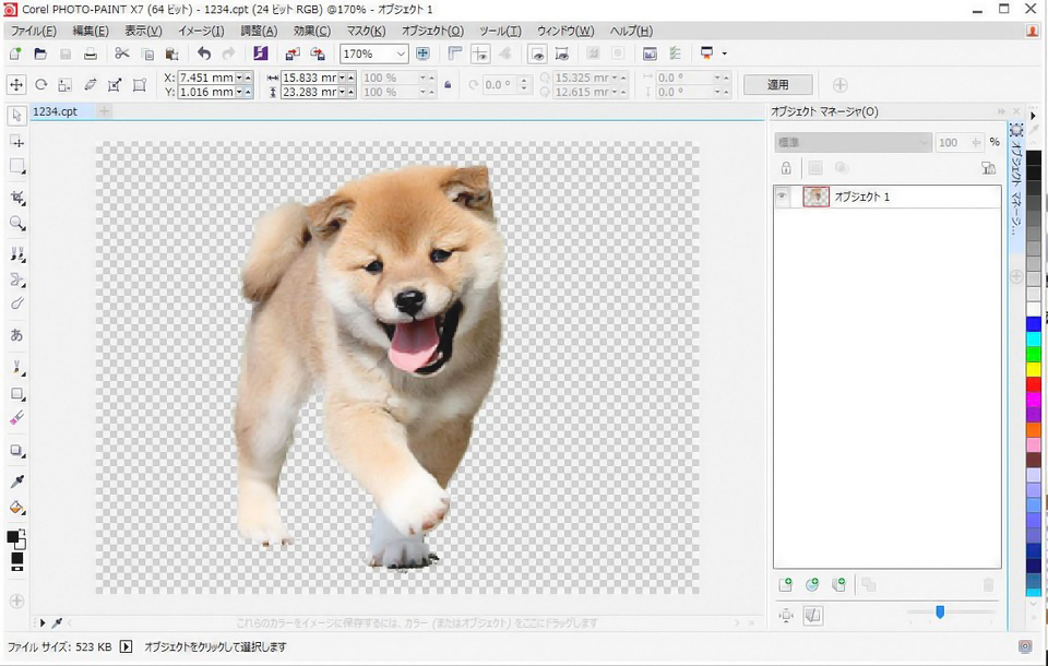 「Corel PHOTO-PAINT」を使用した画像の切り抜き方法6：画像が切り抜きされれば、作業完了です。