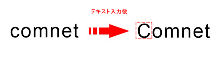 CorelDRAWでは、デフォルト（初期設定）で最初の文字は大文字で入力されます。