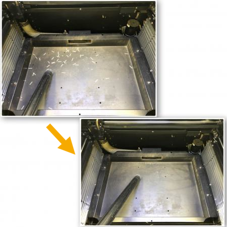 カッティングテーブルを取り外した後、ボックス内に残っている切りカスやゴミを掃除機などで取り除いて下さい。｜C180Ⅱのカッティングテーブルの外し方