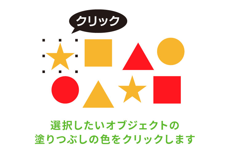 ③まとめて選択したいオブジェクトを選択｜同じ線・塗りのオブジェクトをまとめて選択して一括変換する（CorelDRAWの機能紹介）｜レーザー加工道場