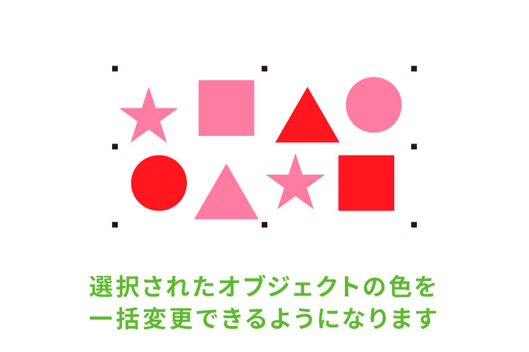 ⑤選択されたオブジェクトの塗りつぶしを変更する【完了】｜同じ線・塗りのオブジェクトをまとめて選択して一括変換する（CorelDRAWの機能紹介）｜レーザー加工道場