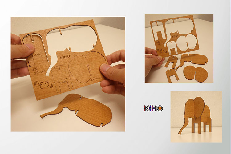 かんたん動物3Dパズル。MDF合板にレーザー加工でスリットを入れた組み立てパズル｜株式会社斉藤鉄工所様｜レーザー加工機・レーザーカッターの導入事例